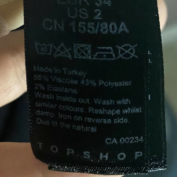 NEW Topshop Size 8 Black Midi Sheath Dress Black High Slit Tie Waist Modest Y1 - Picture 8 of 10